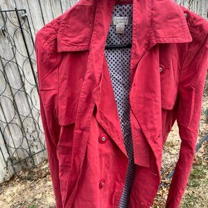 Red Utility Jacket Women Lightweight Trench Size S Paris Red Coquette